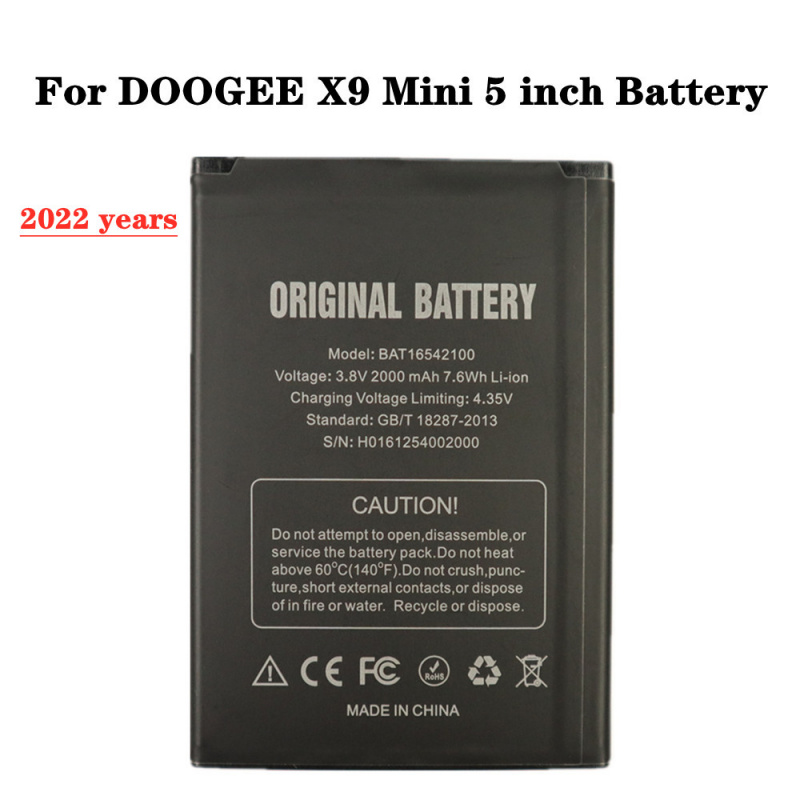 手機電池2022 年全新 2000mAh BAT16542100 電池適用於 DOOGEE X9 迷你 5 英寸智能手機更換電池 Bateria 電池