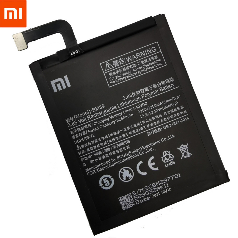 手機電池小米原裝手機電池 BM39 適用於小米 6 Mi6 3250mAh 大容量更換電池免費工具零售包裝