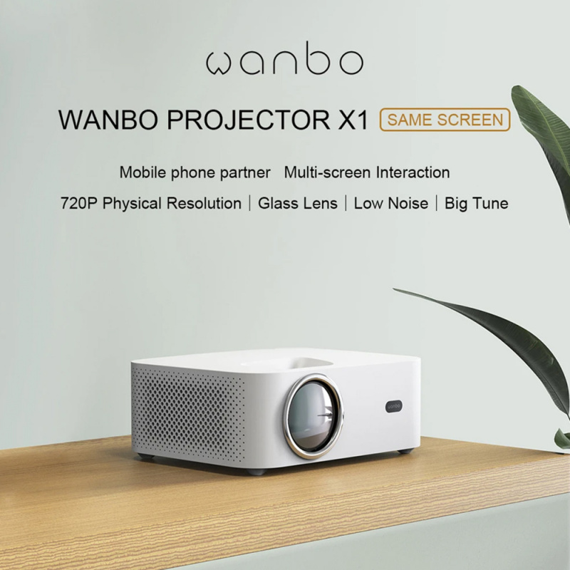 投影機Global Version Wanbo X1 OSD Projector 1080P LCD Clear Projection Glass Lens Wireless Projection with AV Audio HDMI USB Ports