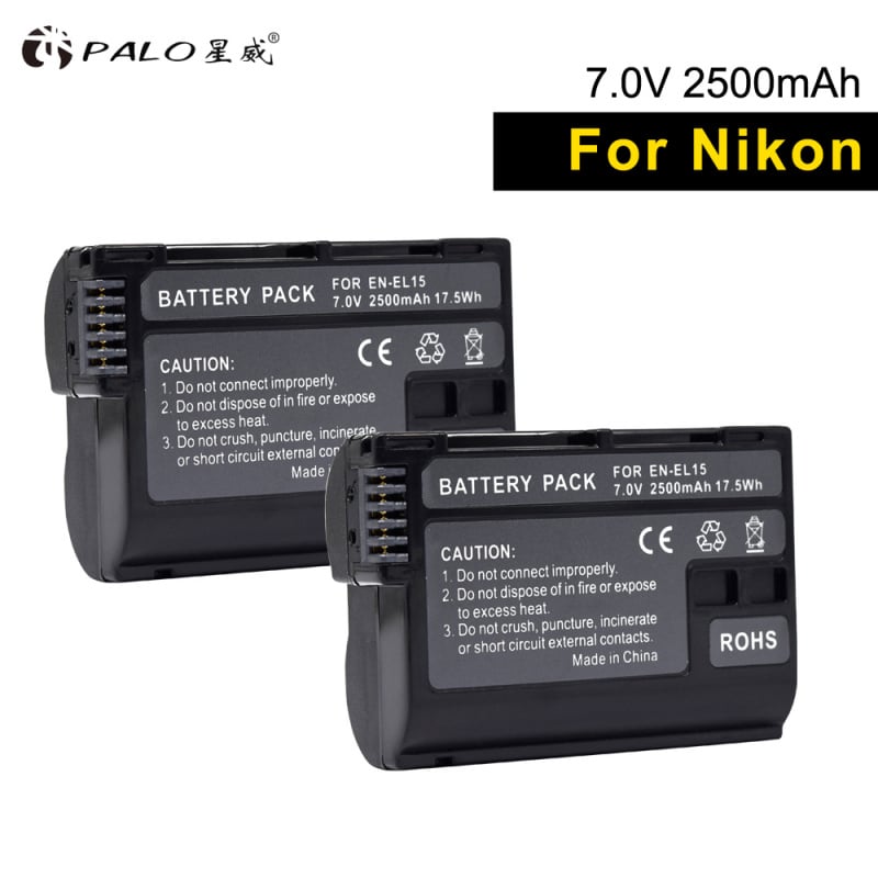 PALO 數碼電池 2 塊 EN-EL15 ENEL15 電池全解碼 2500mAh 相機電池適用於尼康 D7100 D750 D850 D600 D7200 D810A