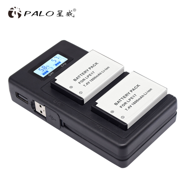 PALO LPE17 LP E17 LP-E17 電池 + LCD USB 雙充電器 適用於佳能 EOS 200D M3 M6 750D 760D T6i T6s 800D 8000D Kiss X8i