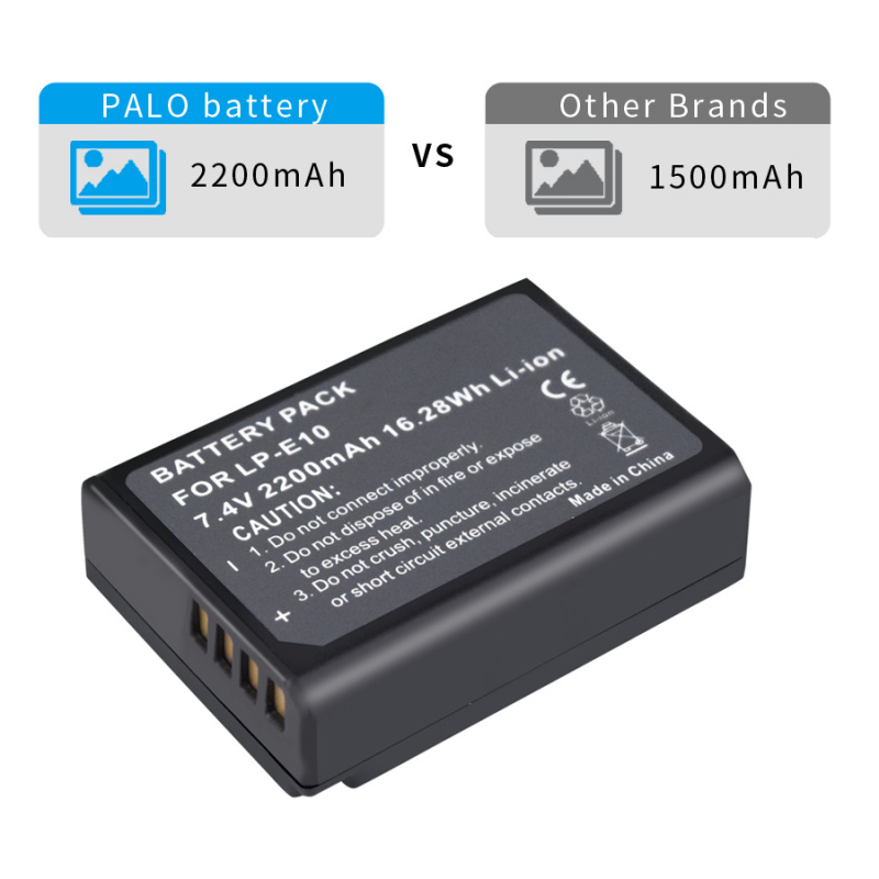 PALO LP-E10 LP E10 LPE10 相機電池 + LED USB 充電器 適用於佳能 T3 T5 T61100D 1200D 1300D Kiss X50 X70 X80 Rebel