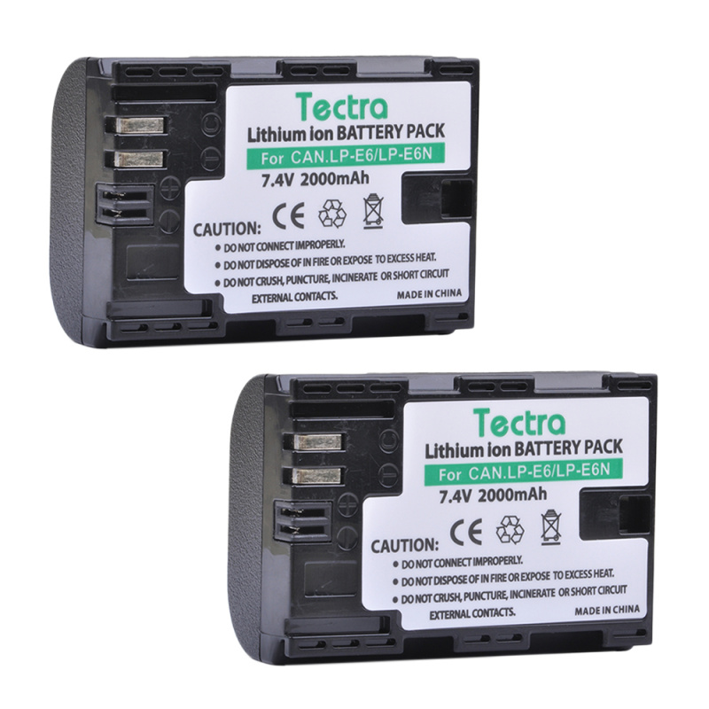Tectra 2 片相機電池 LP-E6 E6 LP-E6N +LCD USB 雙充電器 適用於佳能 EOS 5D 5D2 5DS R Mark II 2  III 3 6D 60D 60Da 7D 7D2