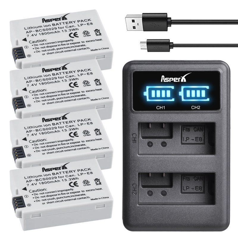 LP-E8 鋰離子電池 LP E8 LPE8 Bateria +雙充電器 適用於佳能 EOS 550D 600D 650D 700D Rebel T2i T3i T4i T5i X4 X5 X6i X7
