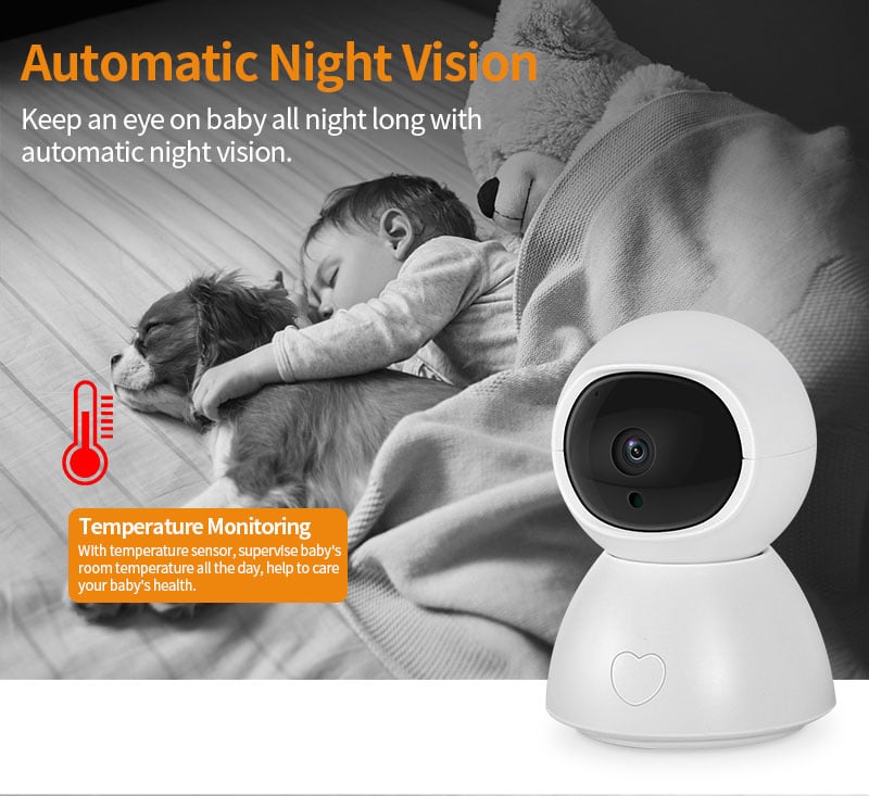INQMEGA 嬰兒監視器 2MP 高清夜視雙向通話 5 英寸保姆攝像機 8 搖籃曲錄製和播放帶 SD 卡