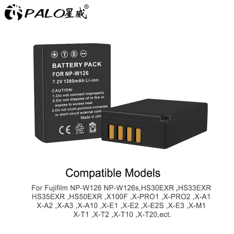 PALO 1200mAh NP-W126 NP W126 NP-W126S W126S 電池 + LED 雙充電器 適用於富士 X-Pro1 XPro1 X-T1 XT1,HS30EXR HS33EXR X PRO1