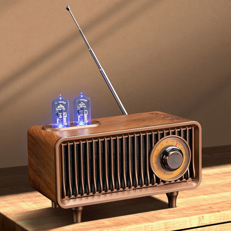 木質復古收音機無線藍牙音箱低音炮音樂播放器帶LED燈支持免提TF卡U盤