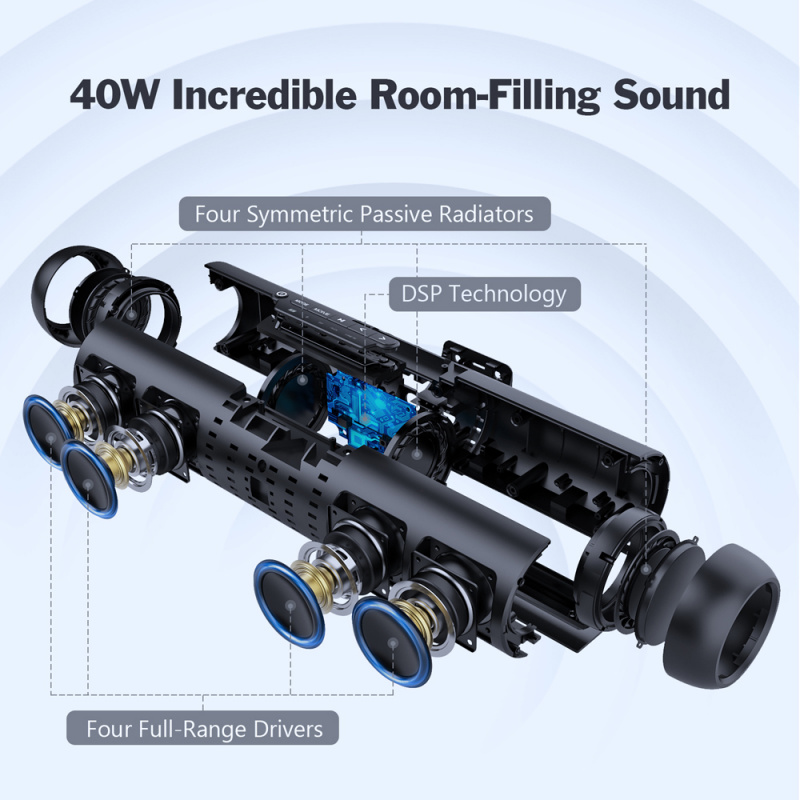 DOSS SoundBar XL 無線藍牙音箱帶遙控立體聲低音炮條形音箱家庭影院系統 AUX RCA 用於電視