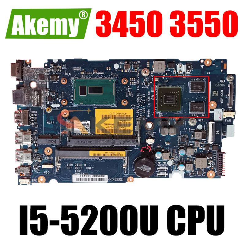 筆記本電腦Akemy CN-01J67F 1J67F I5-5200U 適用於戴爾 Latitude 3450 3550 筆記本電腦主板 LA-B072P 主板 100%Tested