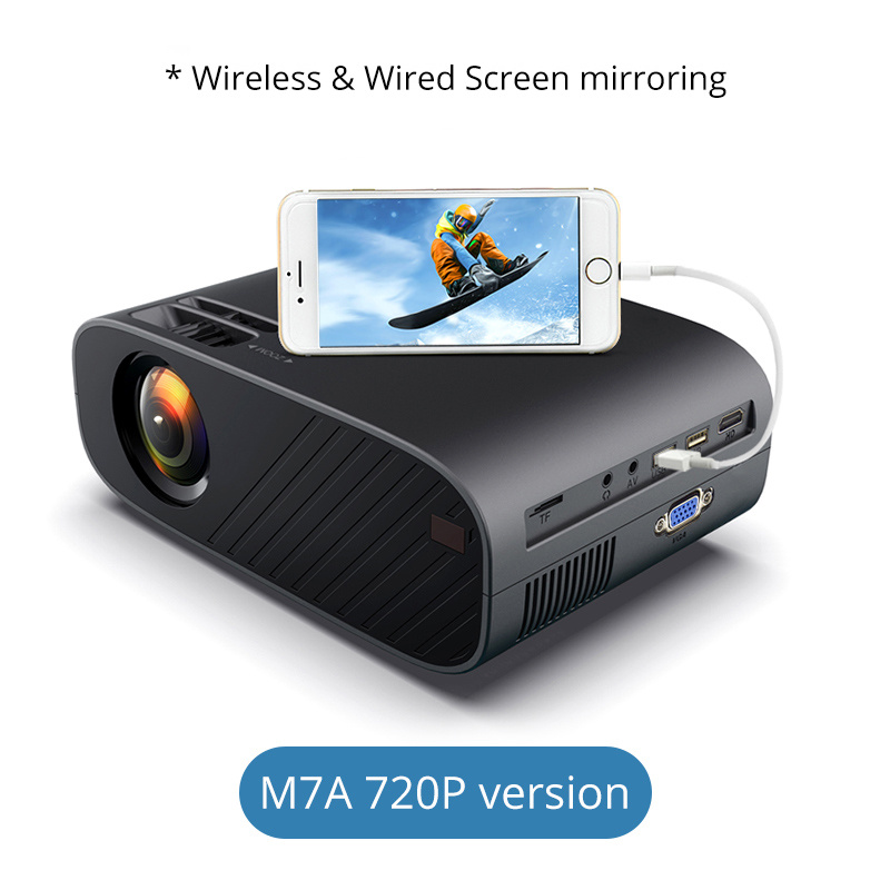 投影機Everycom M7 LED 便攜式投影儀高清 1080P 支持家用 USB 迷你戶外電影投影儀家庭影院投影儀 Android 可選
