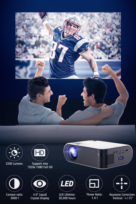 投影機ThundeaL Mini Projector TD60 Portable Home Cinema 3200 Lumens Smartphone Multiscreen Video 3D Beamer Android WiFi LED Proyector