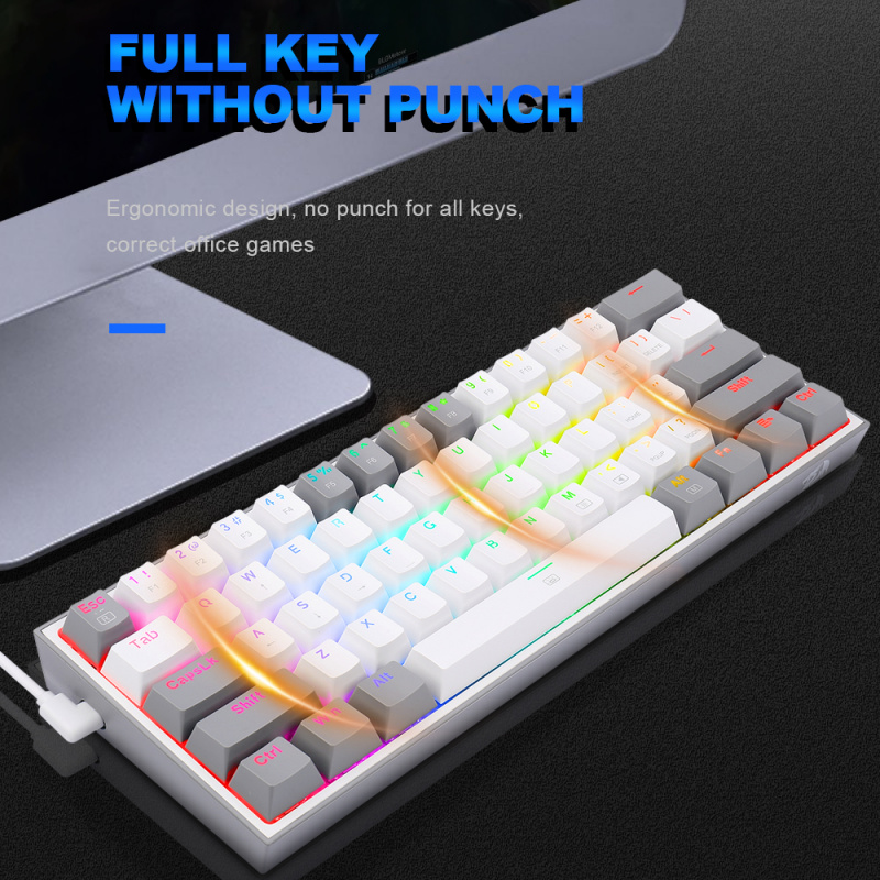 筆記本電腦REDRAGON Fizz K617 RGB USB Mini Mechanical Gaming Keyboard Red Switch 61 Keys Wired detachable cable,portable for travel