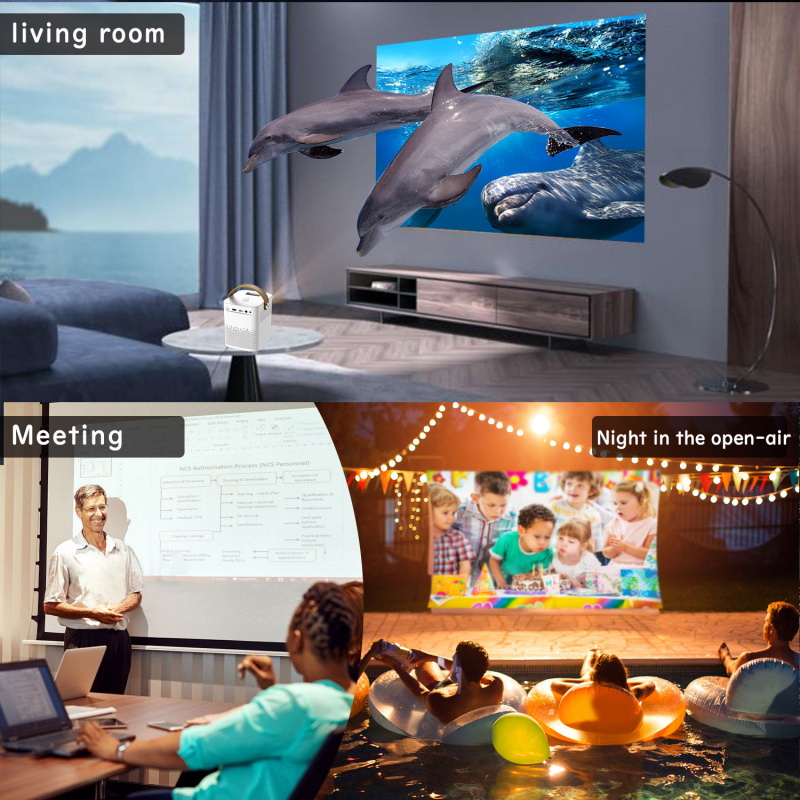 投影機新 Poner Saund Aoreun V2 Led 投影儀支持全高清 1080p 4500 流明揚聲器家庭影院 HDMI 兼容 Proyector
