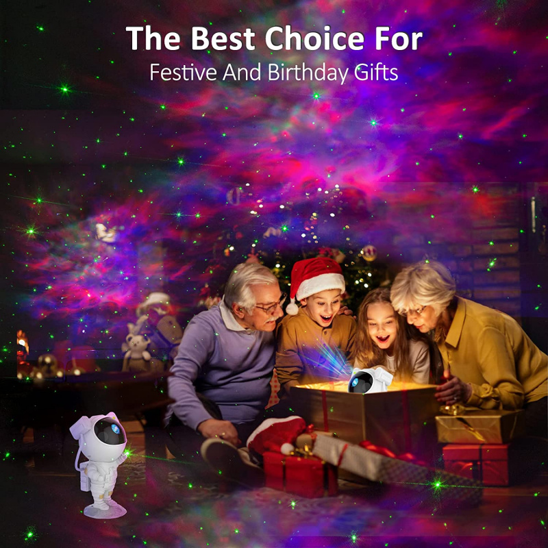 投影機360° 可調節星雲銀河 LED 夜燈宇航員投影儀兒童成人嬰兒臥室和遊戲室聖誕裝飾