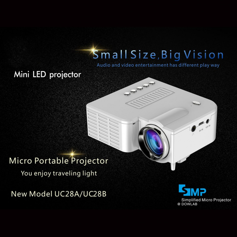 投影機美國插頭 UC28C+ 家庭投影儀迷你微型便攜式 1080P 高清投影迷你 LED 投影儀適用於家庭影院娛樂