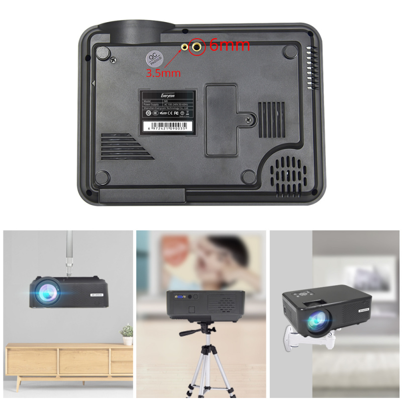投影機Everycom M8 LED Video Mini Projector HD 720P Portable Option Android Wifi Bluetooth Beamer Support FHD1080P Home Theater