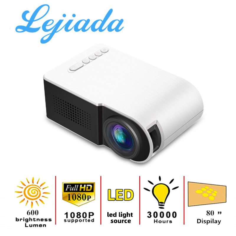 投影機LEJIADA YG210 LED 迷你便攜式 600 流明 3.5mm 音頻支持 1080p 高清播放 HDMI 兼容 USB 投影儀家庭媒體播放器