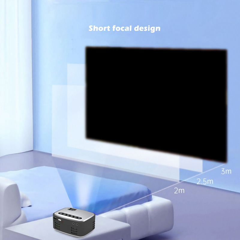 投影機迷你便攜式 1080P USB 高清 LED 家庭媒體視頻播放器影院投影儀 320x240 像素支持易於攜帶
