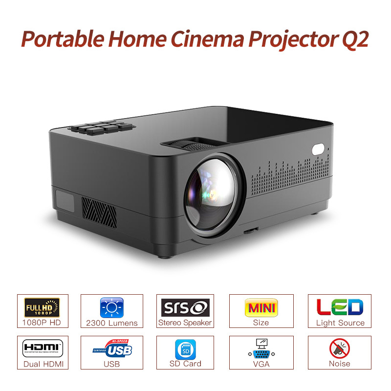 投影機2018新款便攜式家庭影院多媒體視頻投影儀Q2