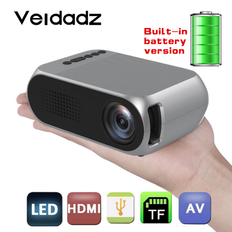 投影機VEIDADZ YG320 內置電池版 LED投影儀 HDMI兼容USB TF AV迷你家庭媒體高清視頻播放器