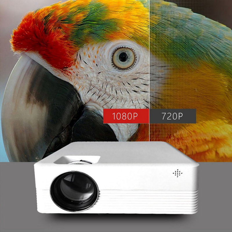 投影機LED 迷你投影儀 1080x720 Pixels1080P 藍牙兼容 USB 音頻適用於 Android 9.0 便攜式家庭媒體視頻播放器