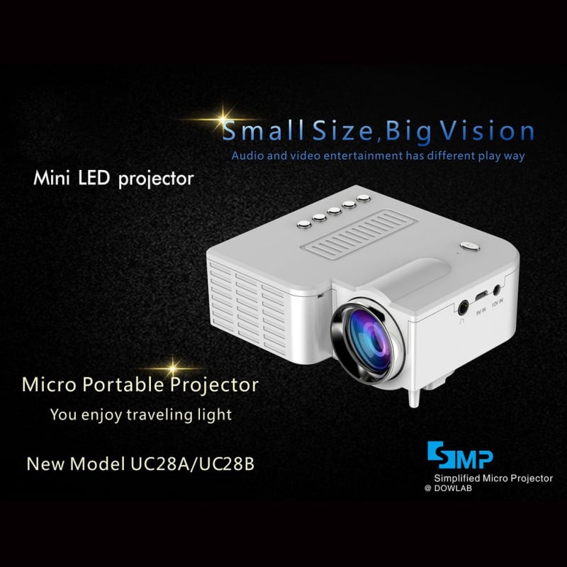 投影機UC28C 家庭投影儀迷你微型便攜式 1080P 投影迷你 LED 投影儀，用於家庭影院娛樂
