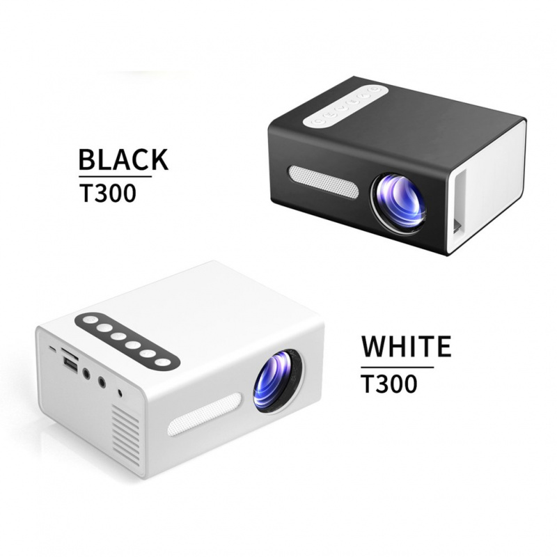 投影機黑色T300便攜式投影儀高清高效LED投影儀多接口家庭影院視頻投影儀
