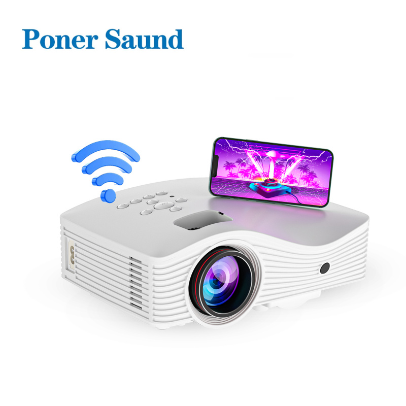 投影機Poner Saund GP19 迷你投影儀 WiFi 投影儀便攜式視頻電影戶外家庭影院帶高保真立體聲揚聲器投影儀