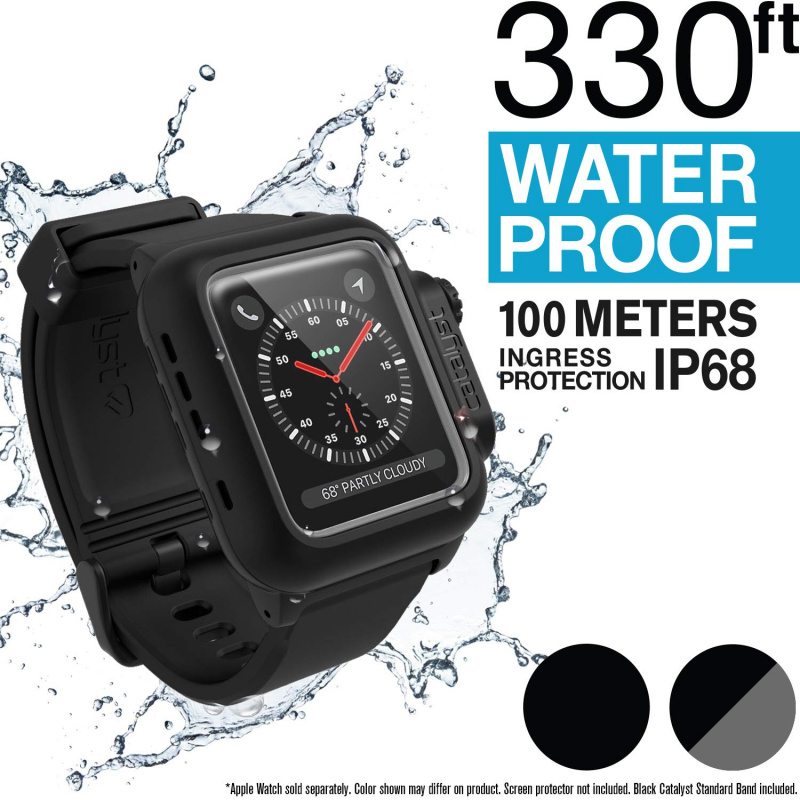 Catalyst Waterproof Case with 42mm sport band/42mm/38mm Apple Watch Series 3 - Stealth Black