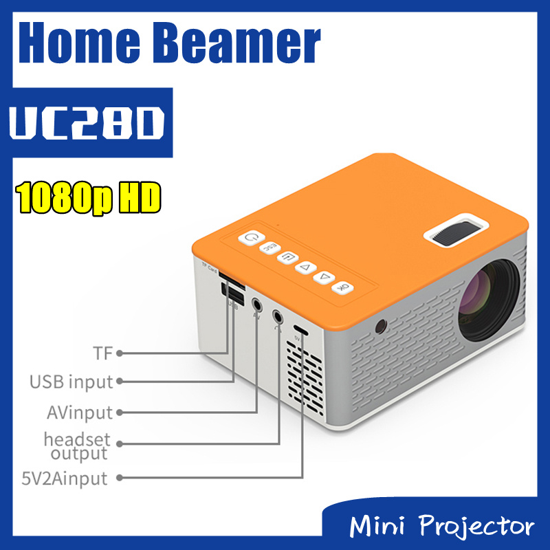 投影機高清 UC28D 迷你投影儀 16.7M 音頻便攜式電話監視器家用投影儀播放器完全支持 USB AV HDMI 兼容