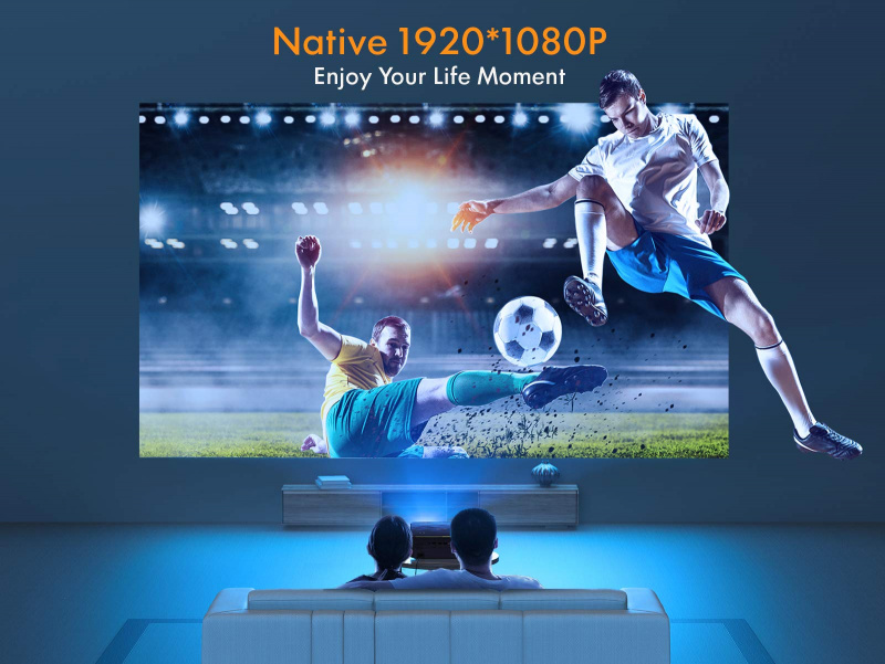 投影機投影儀，APEMAN Native 1920 x 1080P 高清便攜式投影儀，支持 4K，300 英寸屏幕，適用於家庭影院、戶外電影