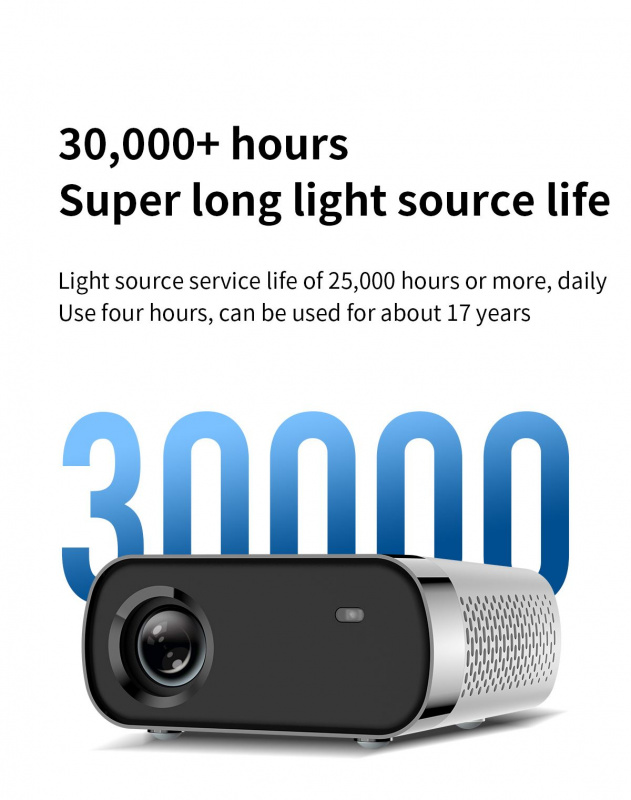 投影機Mini LED 投影儀 1800 流明 2000 1 對比度 4K 1080P 支持歐盟插頭 戶外電影家庭影院