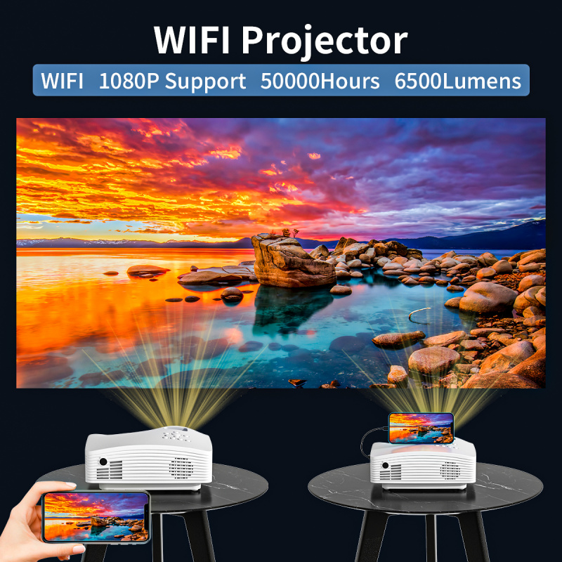 投影機Poner Saund GP19 Mini Projector WiFi Projector Portable Video Movie Outdoor Home Cinema With HiFi Stereo Speaker Projektor