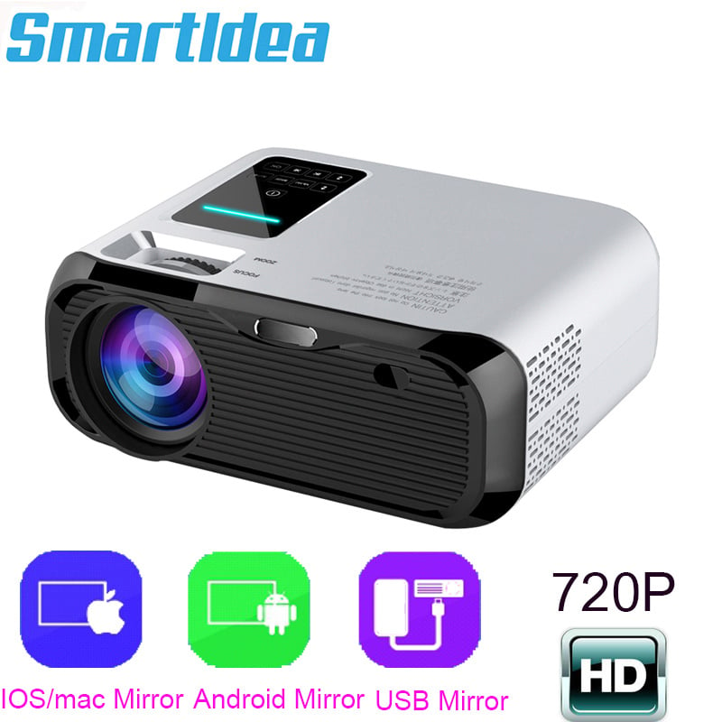 投影機Smartldea 全新 720P 高清 WiFi 投影儀，原生 1280 720P，鏡像投影儀，迷你 LED 視頻投影儀家庭視頻投影儀同步顯示