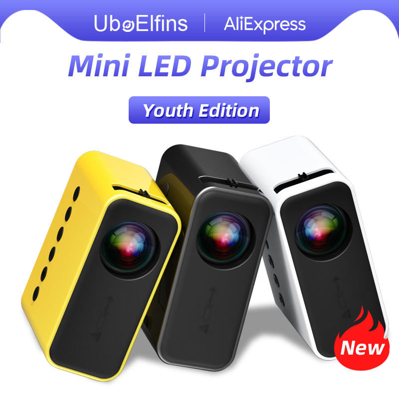 投影機UboElfins 迷你投影儀適用於家庭影院智能手機視頻 LED 投影儀便攜式影院聖誕禮物