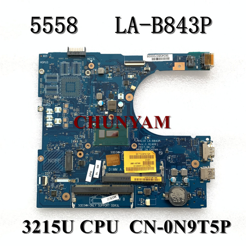 筆記本電腦全新 LA-B843P 適用於戴爾 INSPIRON 5458 5558 5758 筆記本電腦主板 celeron3215U CN-0N9T5P N9T5P 主板 100% 測試
