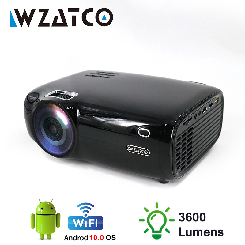投影機WZATCO E600 LED 投影儀 1080p 4K 3D 視頻 Android 無線 Wifi 智能便攜式高清 I 家庭影院投影儀投影儀