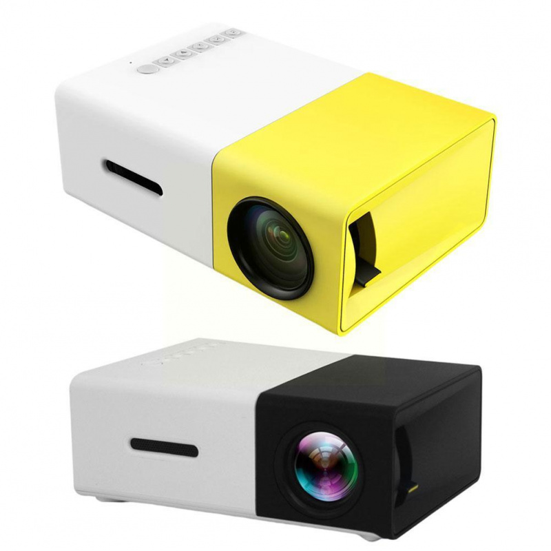 投影機Yg300 Led 迷你投影儀高像素支持 1080p 播放器便攜式音頻家庭媒體視頻 USB P6k7