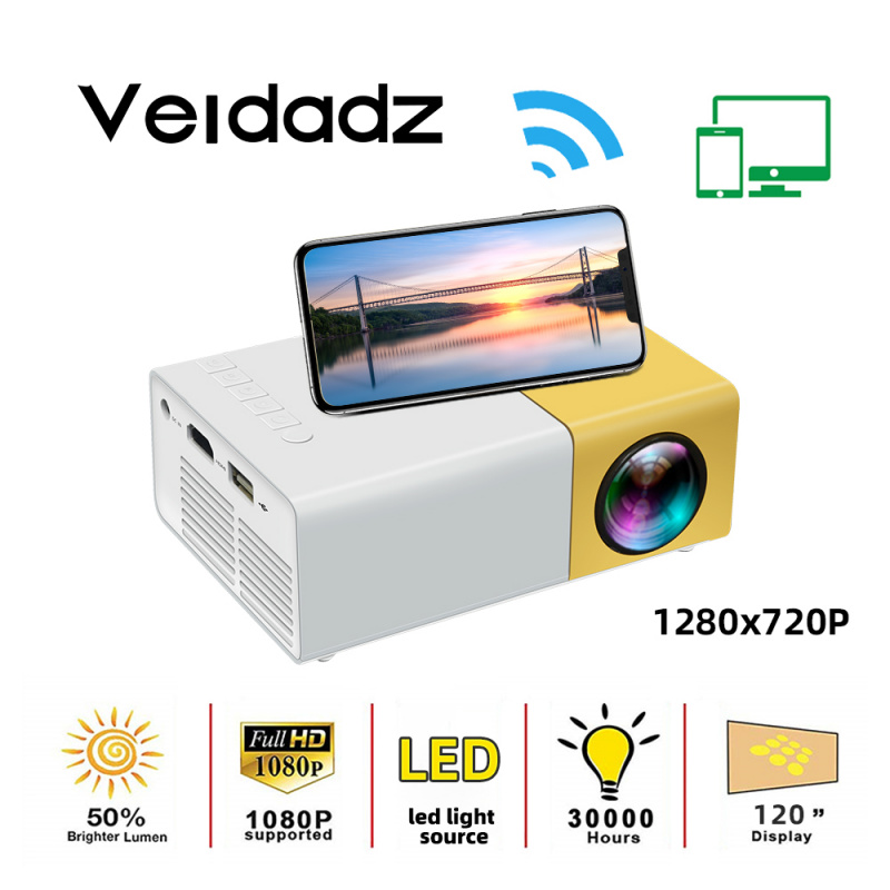 投影機VEIDADZ 1280x720 分辨率兼容全新 YG300 Plus 迷你投影儀 1080P 高清播放便攜式影院多媒體視頻播放器