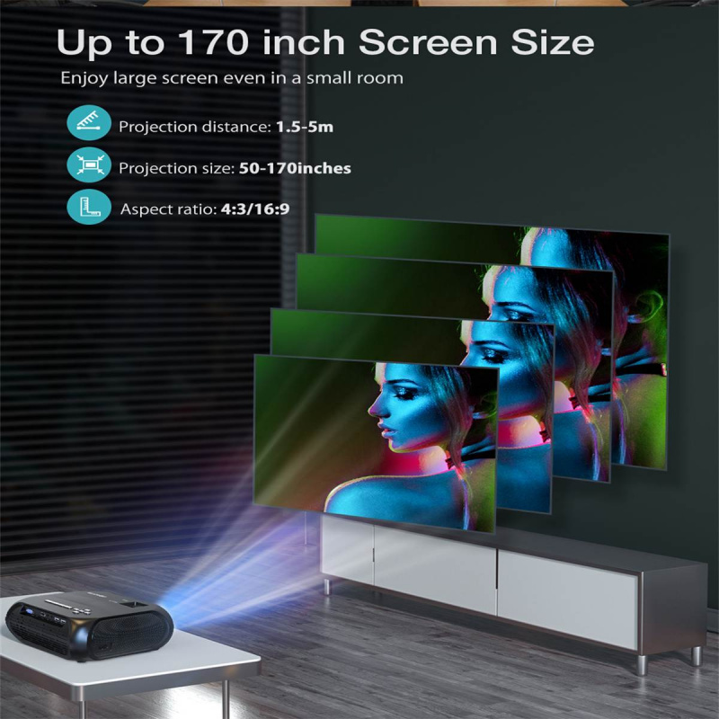 投影機BlitzWolf-VP11 LCD LED 高清投影儀 6000 流明投影儀同屏便攜式無線投影儀家庭影院戶外電影 1080P