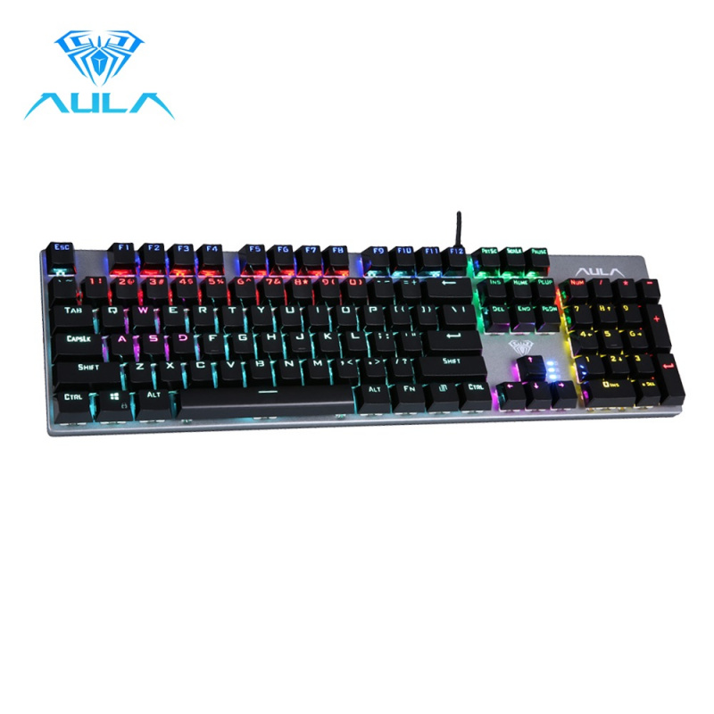 電競筆記本電腦AULA S2016 機械遊戲鍵盤 104 鍵防重影 Marco 編程 LED 背光鍵盤適用於 PC 筆記本電腦