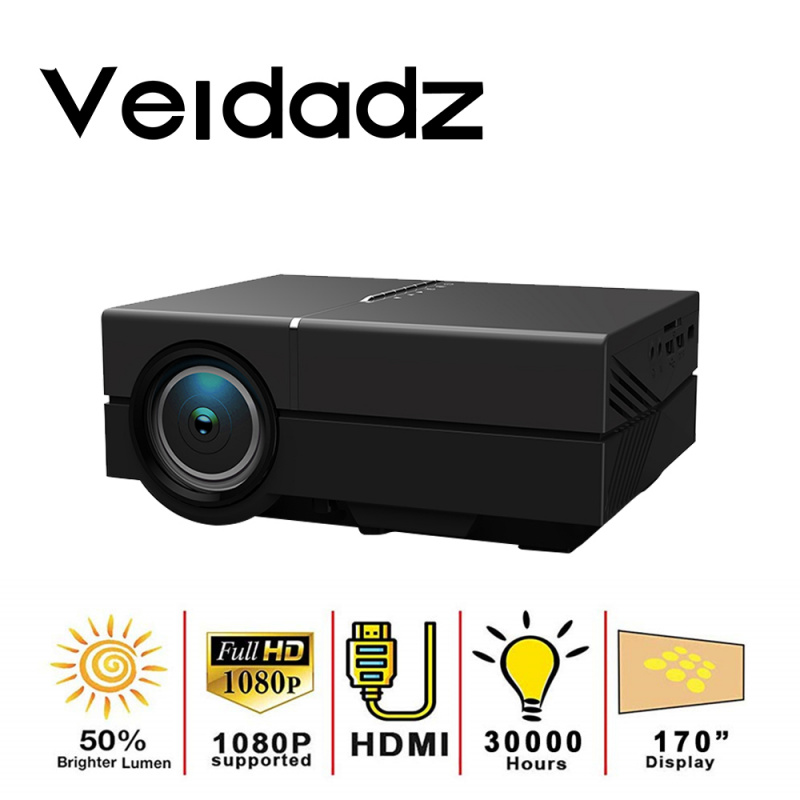 投影機VEIDADZ YG450 LED 投影儀 170 英寸全高清 1080P 支持 HDMI 兼容 USB AV 用於家庭影院電影媒體播放器