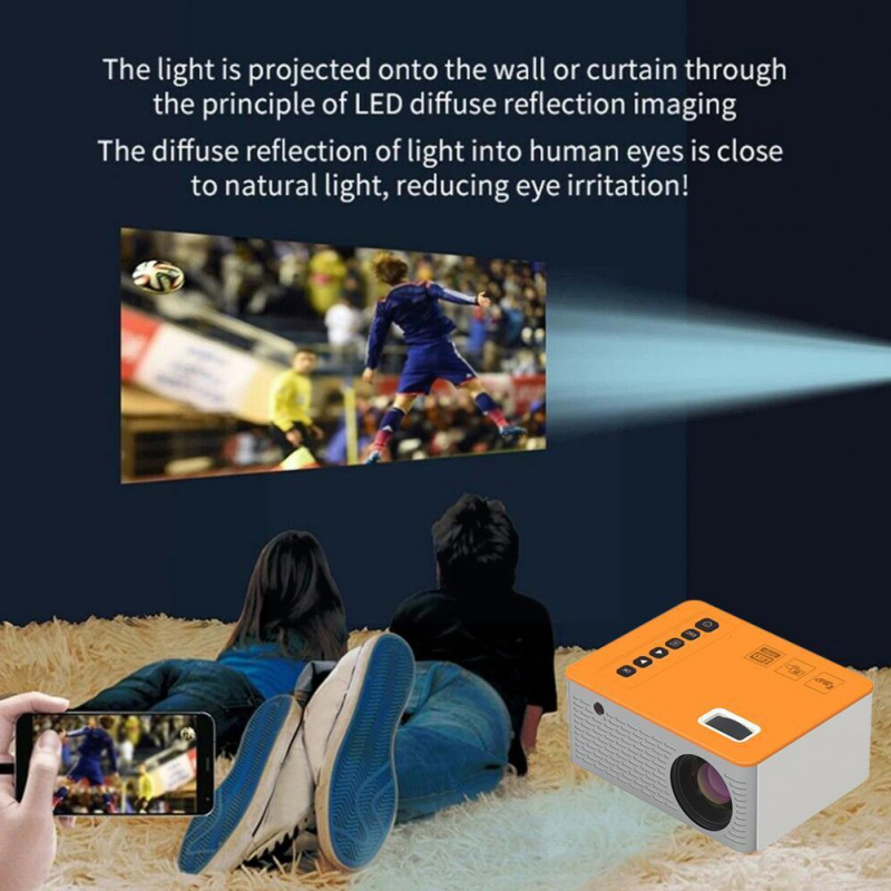 投影機迷你家用 LED 投影儀 USB 家庭手機 U 卡投影儀磁盤支持 DVD 插入 TF