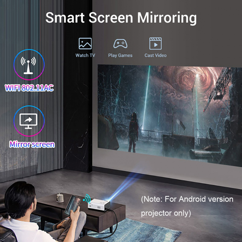 投影機SmartIdea T01 本機 1280x720p 高清智能投影儀 Android 9.0 5G Wifi BT4.1 視頻遊戲投影儀 1080p 家庭 windows 投影儀
