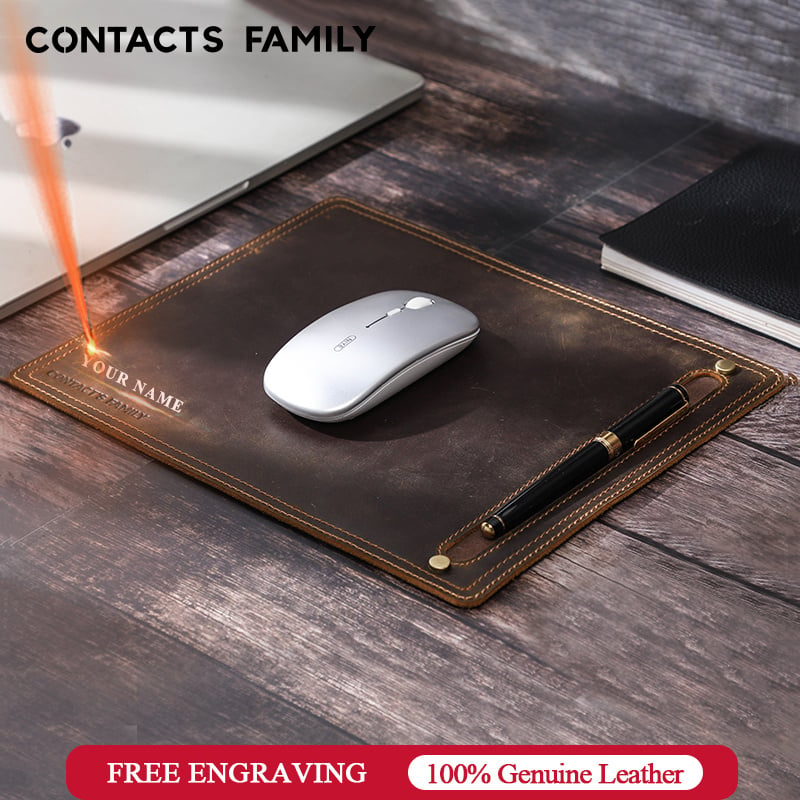 電競筆記本電腦CONTACT'S FAMILY Anti-Slip Mouse Pad Mat Laptop Nubuck Leather with Pen Holder Gaming Mice New Desk Cushion Retro Comfortable
