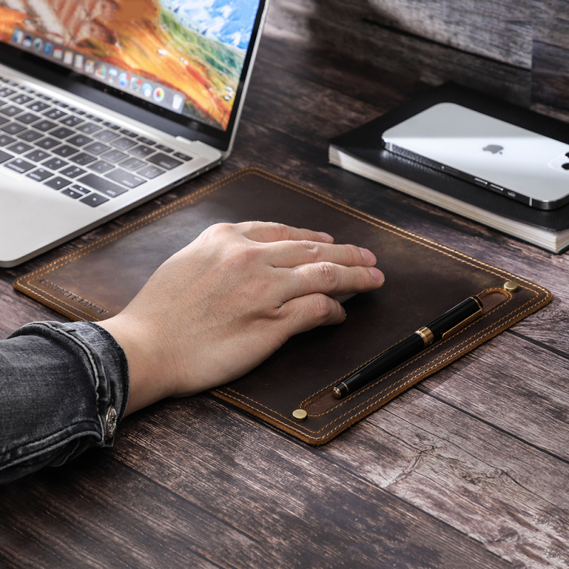 電競筆記本電腦CONTACT'S FAMILY Anti-Slip Mouse Pad Mat Laptop Nubuck Leather with Pen Holder Gaming Mice New Desk Cushion Retro Comfortable