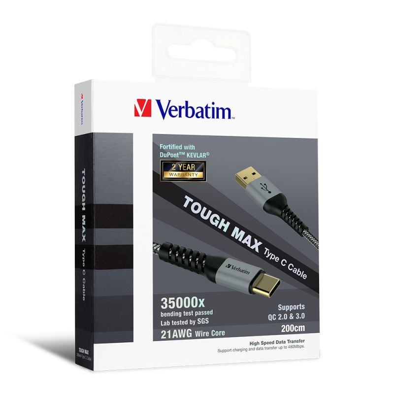 Verbatim - Tough Max USB to Type C 充電傳輸線200cm