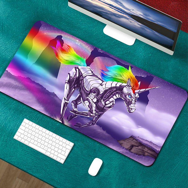 電競筆記本電腦Mouse Pad Rainbow unicorn Gaming Mousepad Mat Gamer Mouse Pad Keyboard Desk Mat Table Carpet Mouse pad For Computer Laptop Pad