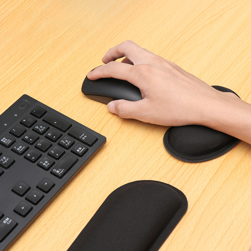 電競筆記本電腦1Set Game Mouse Mat Memory Sponge Keyboard Ergonomic Wrist Rest Pads Anti Slip Hand Support Office Supplies Computer Laptop Acce