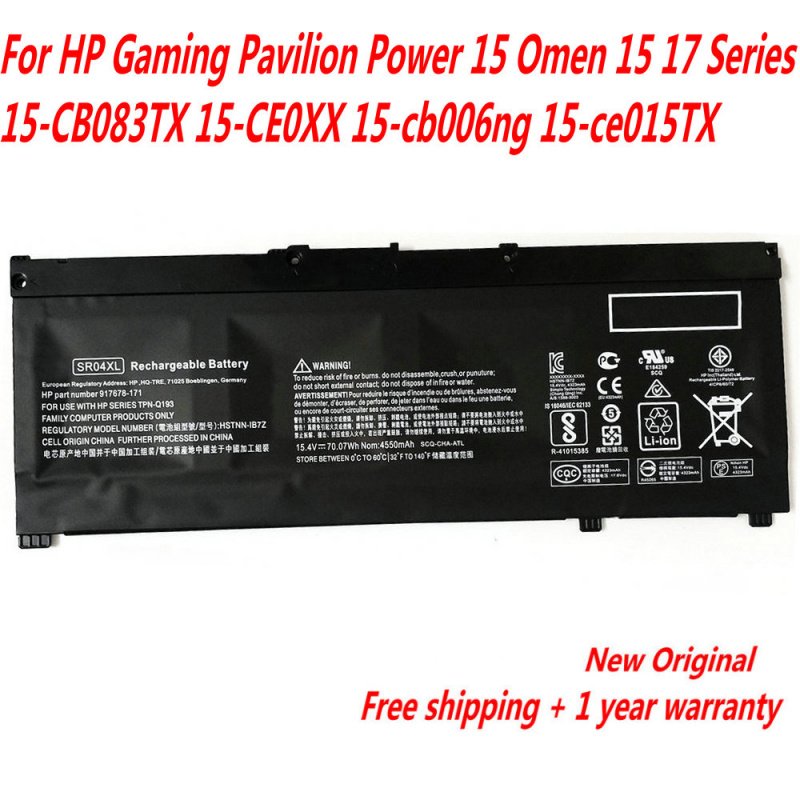 電競筆記本電腦原裝 SR04XL 筆記本電池 適用於 HP Gaming Pavilion Power 15 Omen 15 17 系列 15-CB083TX 15-CE0XX 15-CB006NG 15-CE015TX